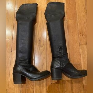 Barneys black leather over the knee black boots. Made in Italy. Vintage Size 37